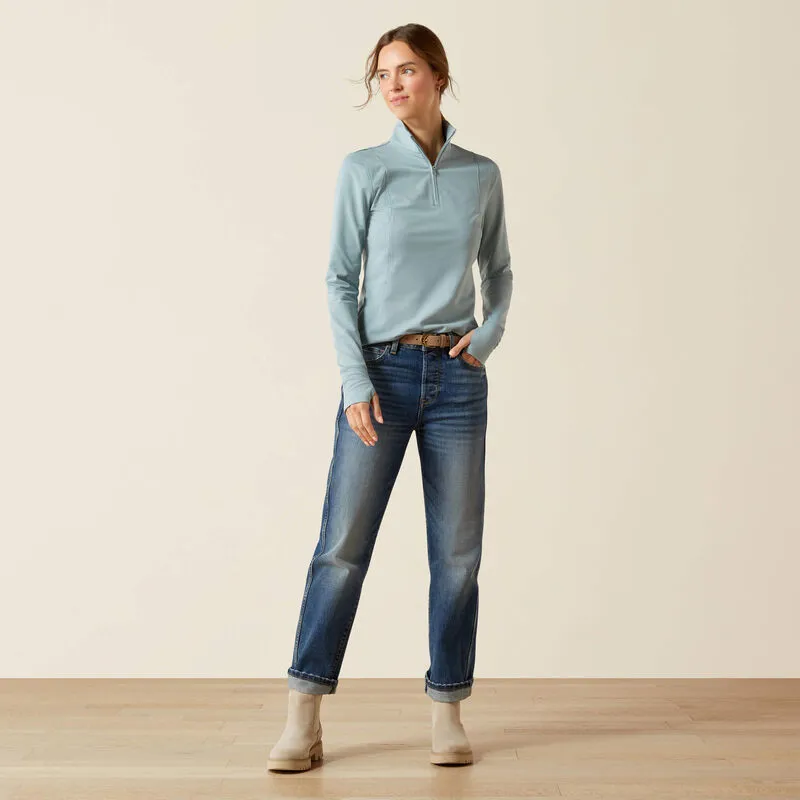 Ariat Womens Gridwork 2.0 1/4 Zip Long Sleeve Base Layer - Lead-2