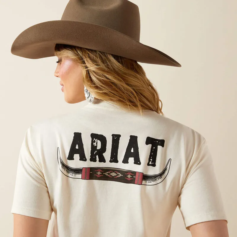 Ariat Womens Bull  Horn Short Sleeve T-Shirt - Natural-3
