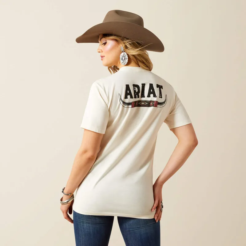 Ariat Womens Bull  Horn Short Sleeve T-Shirt - Natural
