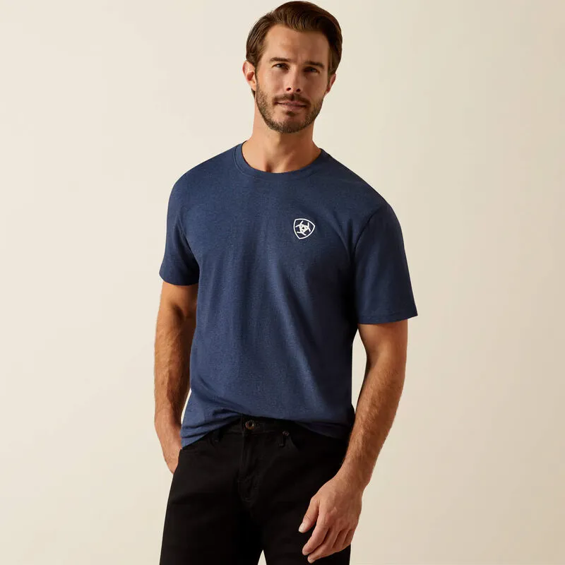 Ariat Mens BV Logo Short Sleeve T-Shirt - Navy Heather-1