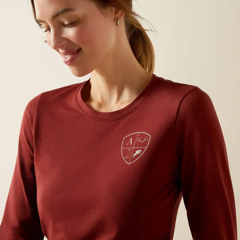 Ariat Womens EQ Icons Long Sleeve T-Shirt - Madder Brown-3