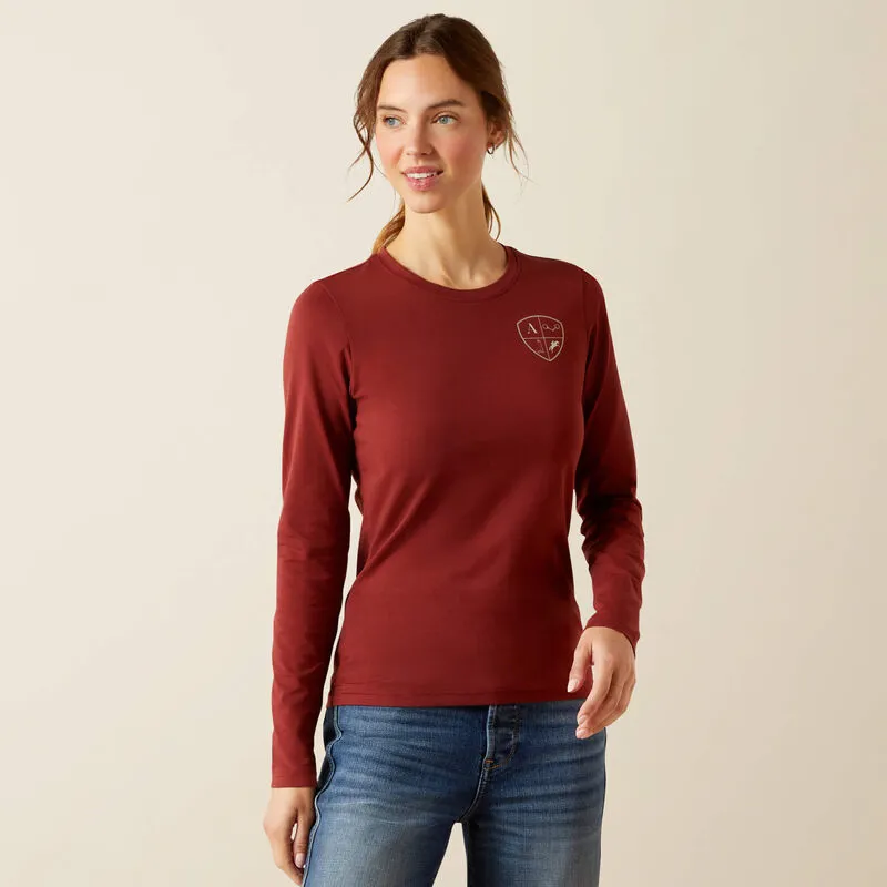 Ariat Womens EQ Icons Long Sleeve T-Shirt - Madder Brown-1