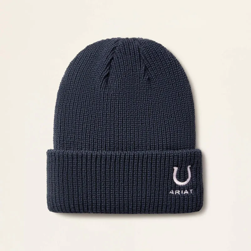 Ariat Kids Horse Shoe Beanie - Navy