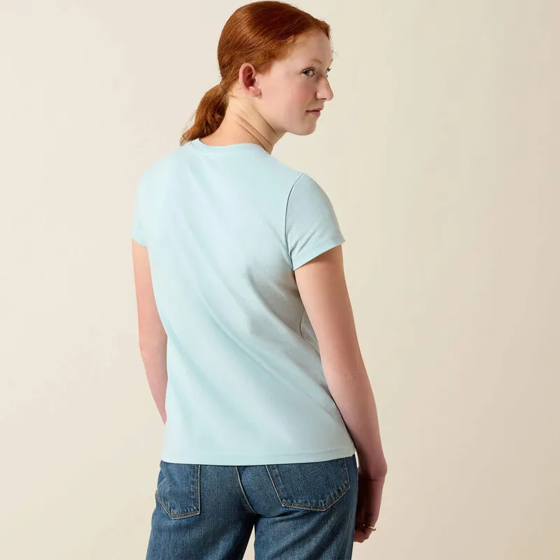 Ariat Youth Vertical Logo Short Sleeve Tshirt - Starlight Blue/Blue Surf-1