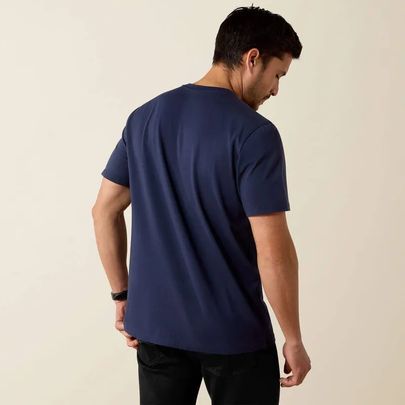 Ariat Mens Vertical Logo Short Sleeve Tshirt - Navy-1