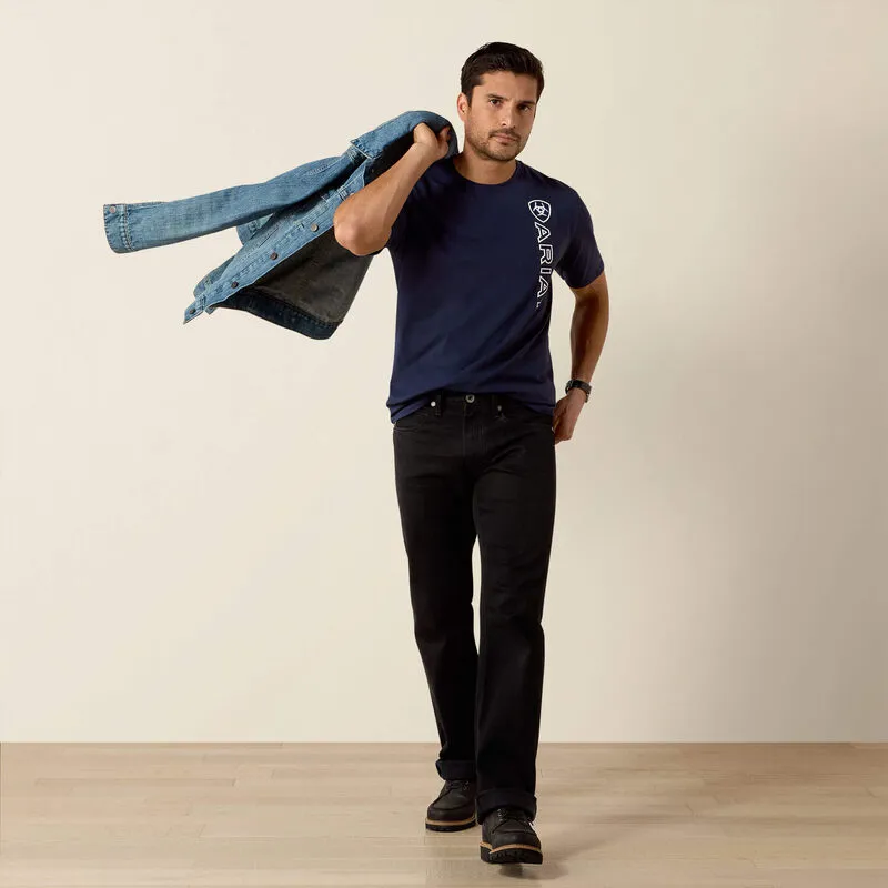 Ariat Mens Vertical Logo Short Sleeve Tshirt - Navy-2