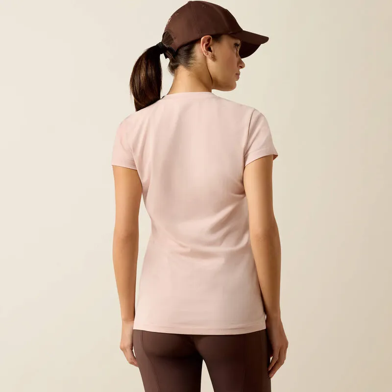 Ariat Womens Vertical Logo Short Sleeve Tshirt - Sepia Rose-1