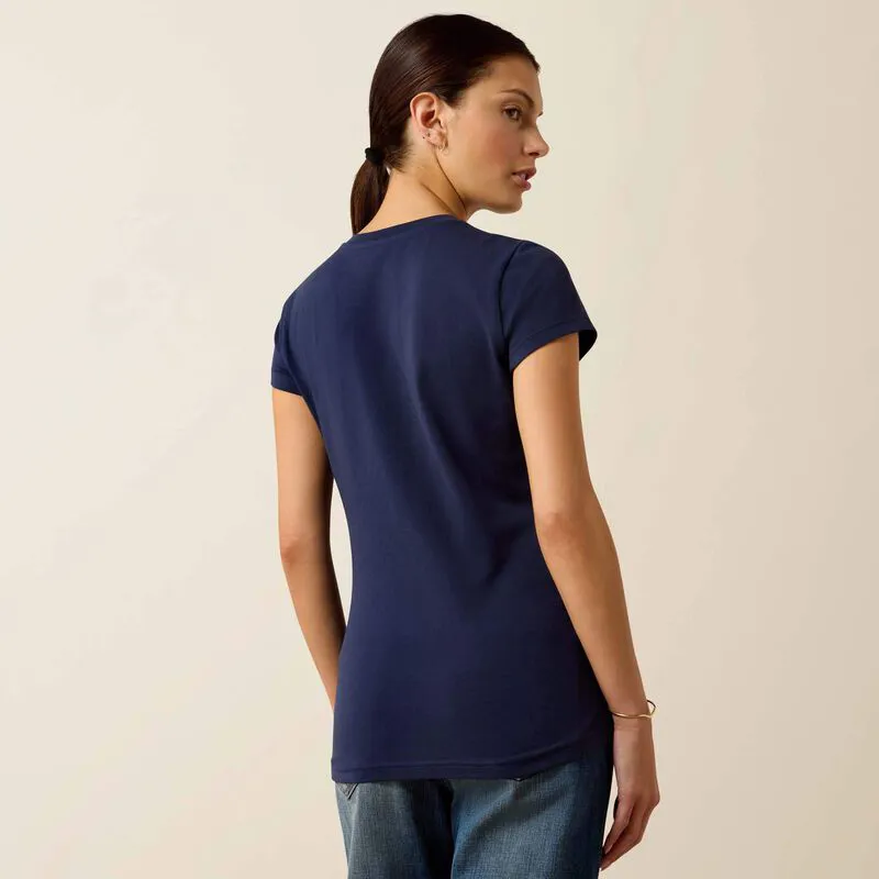 Ariat Womens Vertical Logo Short Sleeve Tshirt - NavyT/Red-1
