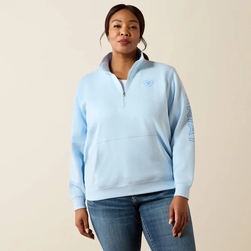 Ariat Womens Foundation Logo 1/2 Zip Sweatshirt - Nantucker Breeze-1