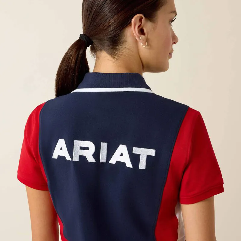 Ariat Womens Taryn Short Sleeve Polo - NavyT/Red-3