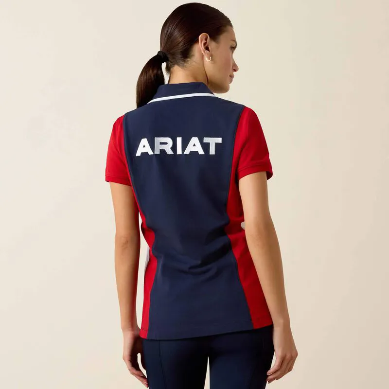 Ariat Womens Taryn Short Sleeve Polo - NavyT/Red-1