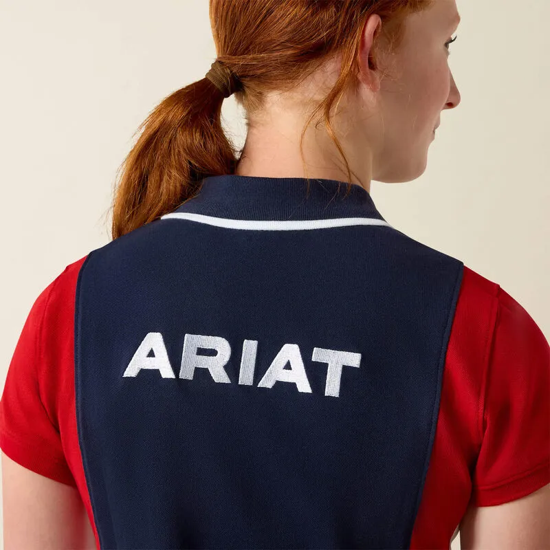 Ariat Youth Taryn Short Sleeve Polo - Navy/Red-3