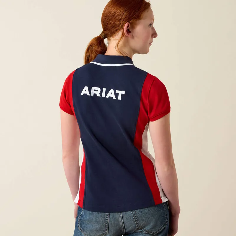 Ariat Youth Taryn Short Sleeve Polo - Navy/Red