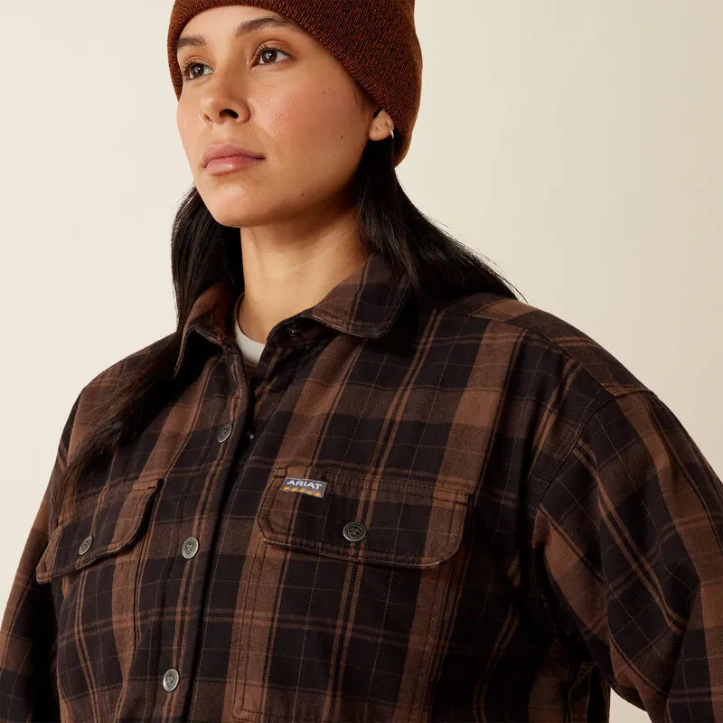 Ariat Womens Rebar Flannel Insulated Shirt Jacket - Rain Drum-3