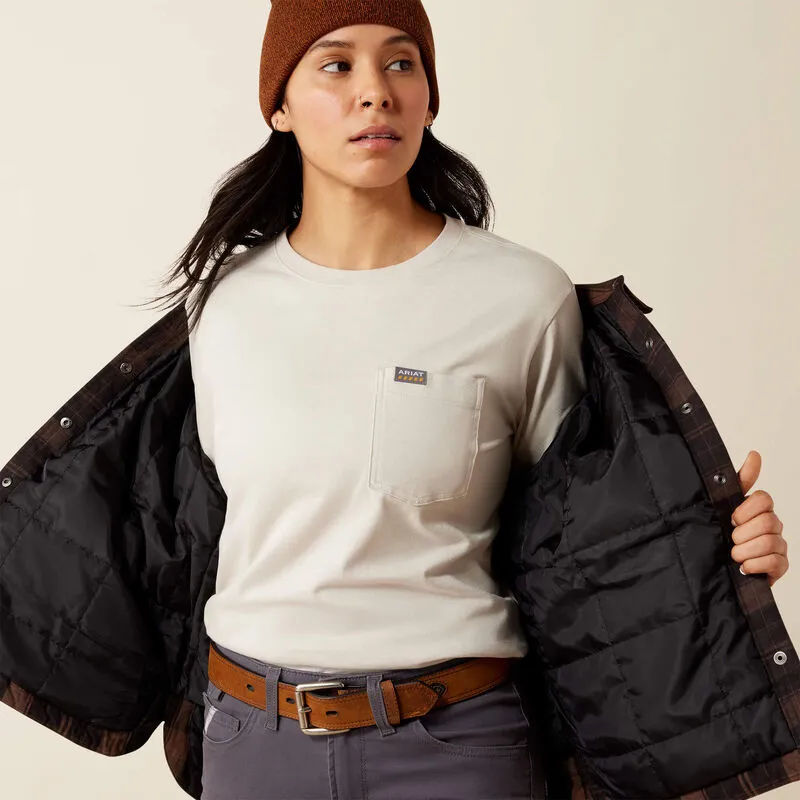 Ariat Womens Rebar Flannel Insulated Shirt Jacket - Rain Drum-4