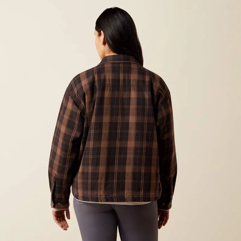 Ariat Womens Rebar Flannel Insulated Shirt Jacket - Rain Drum-1