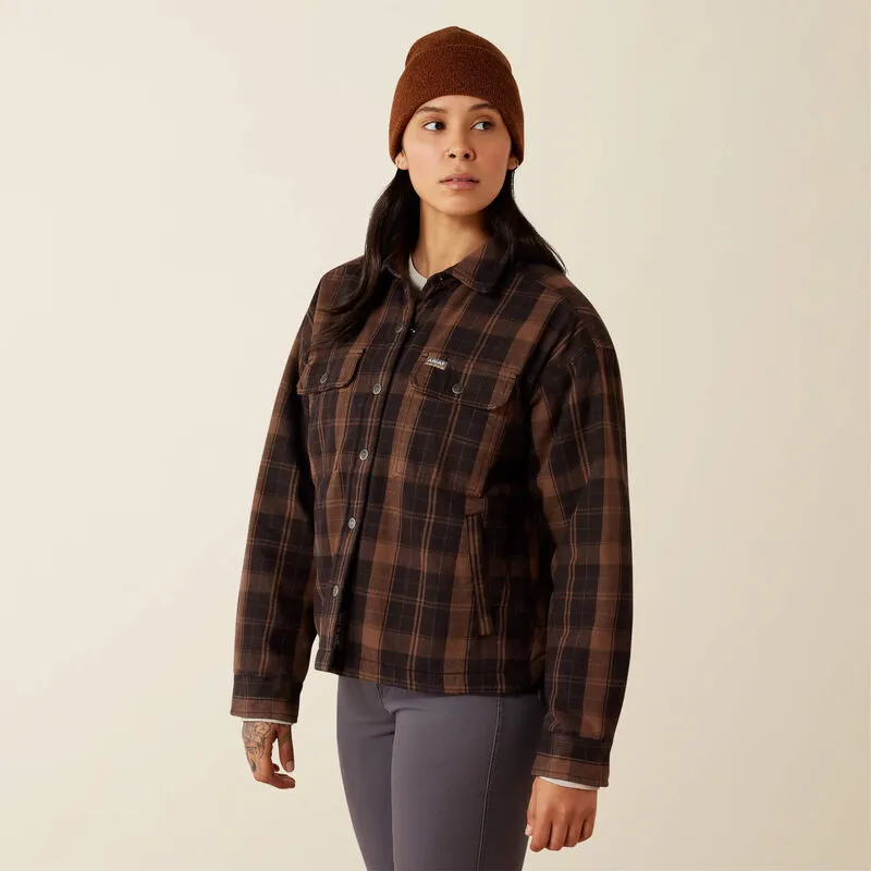 Ariat Womens Rebar Flannel Insulated Shirt Jacket - Rain Drum