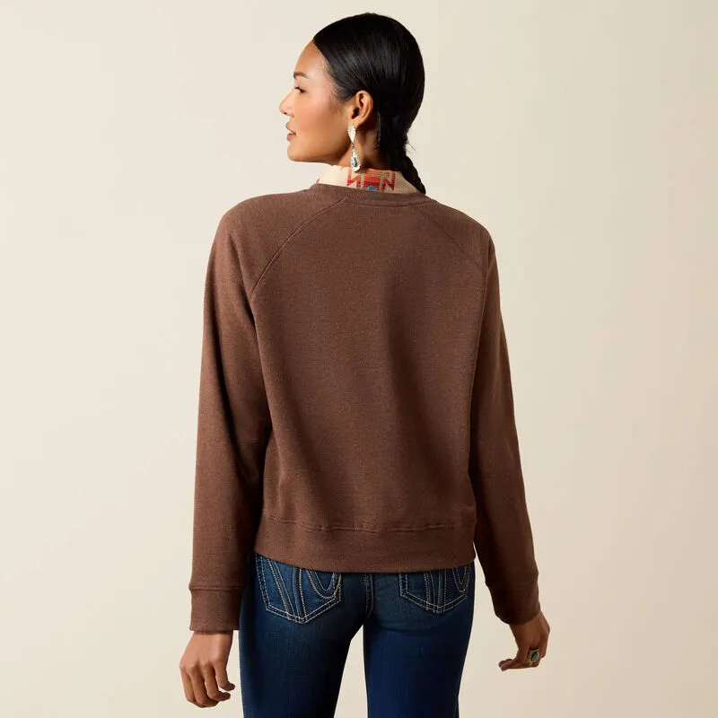 Ariat Womens Essential Crew Sweatshirt - Chicory Coffee Heather-1