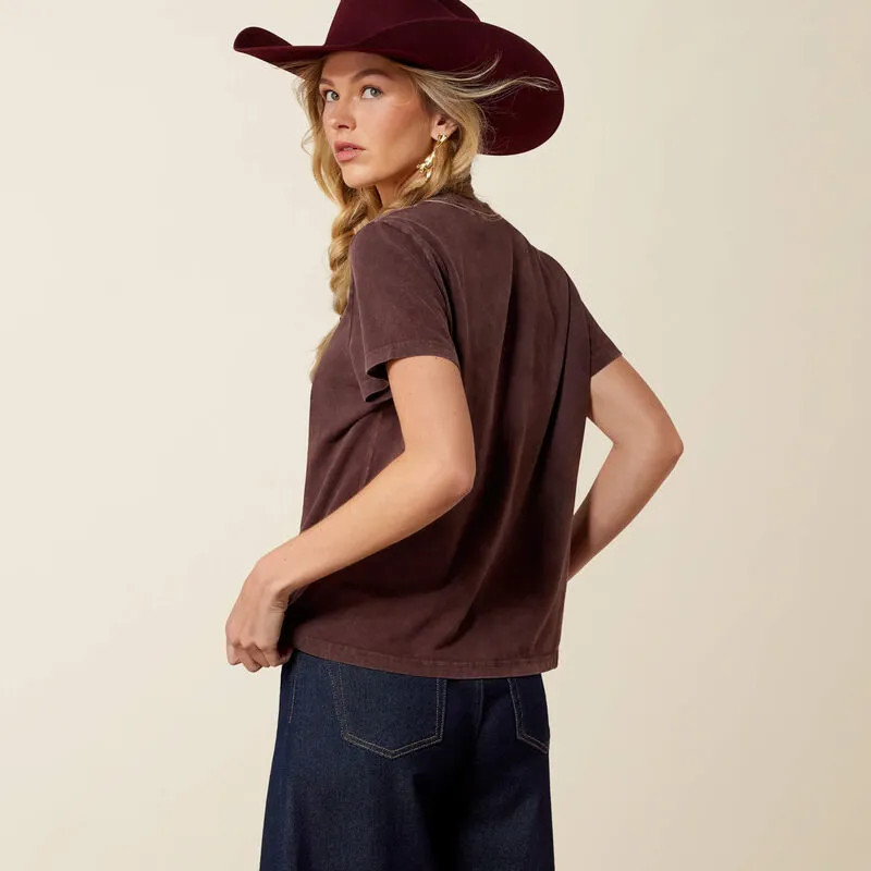 Ariat Womens Rebel With A Cause Short Sleeve T-Shirt - Chocolate Plum-1