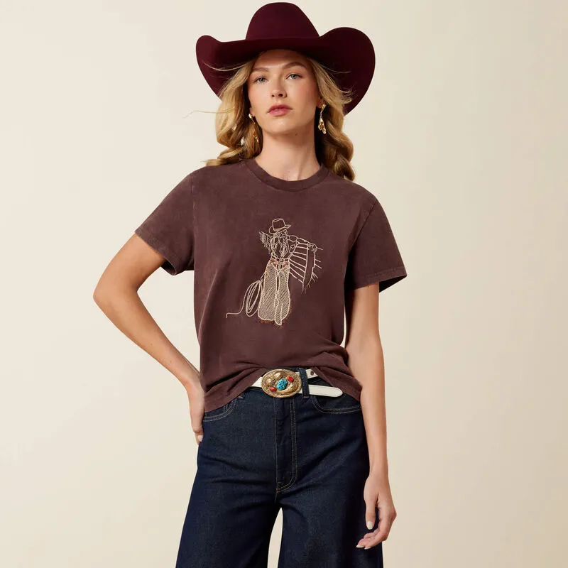 Ariat Womens Rebel With A Cause Short Sleeve T-Shirt - Chocolate Plum