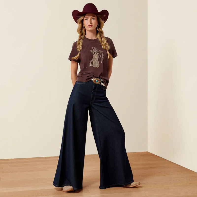 Ariat Womens Rebel With A Cause Short Sleeve T-Shirt - Chocolate Plum-2