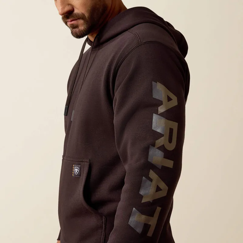 Ariat Mens Rebar Lightweight Logo Hoodie - Licorice Canteen-3