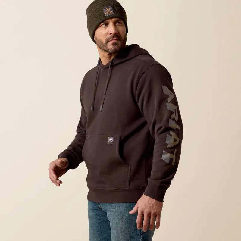 Ariat Mens Rebar Lightweight Logo Hoodie - Licorice Canteen