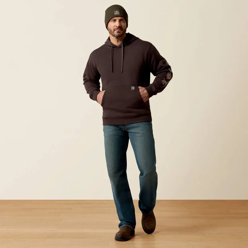 Ariat Mens Rebar Lightweight Logo Hoodie - Licorice Canteen-2