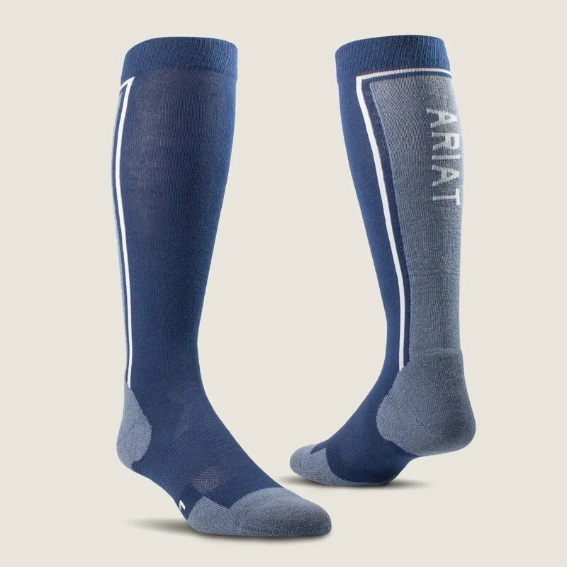 AriatTEK Winter Slimline Sock - Blue/Navy Medium