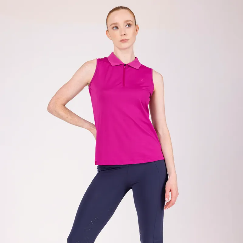 Aubrion React Sleeveless Tech Polo FUCHSIA-2