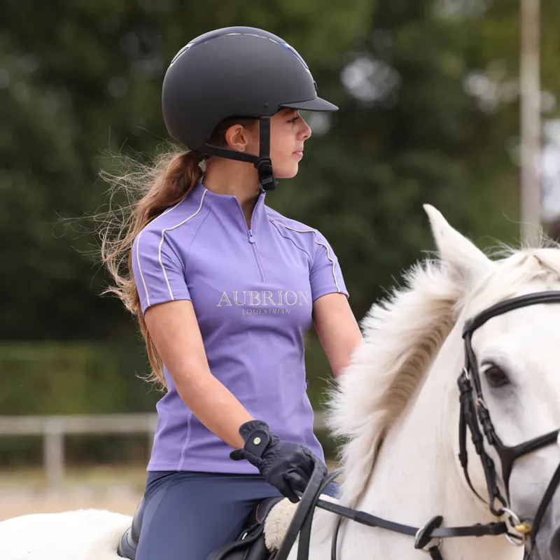 Aubrion Equestrian Short Sleeve Base Layer -Young Rider HEATHER
