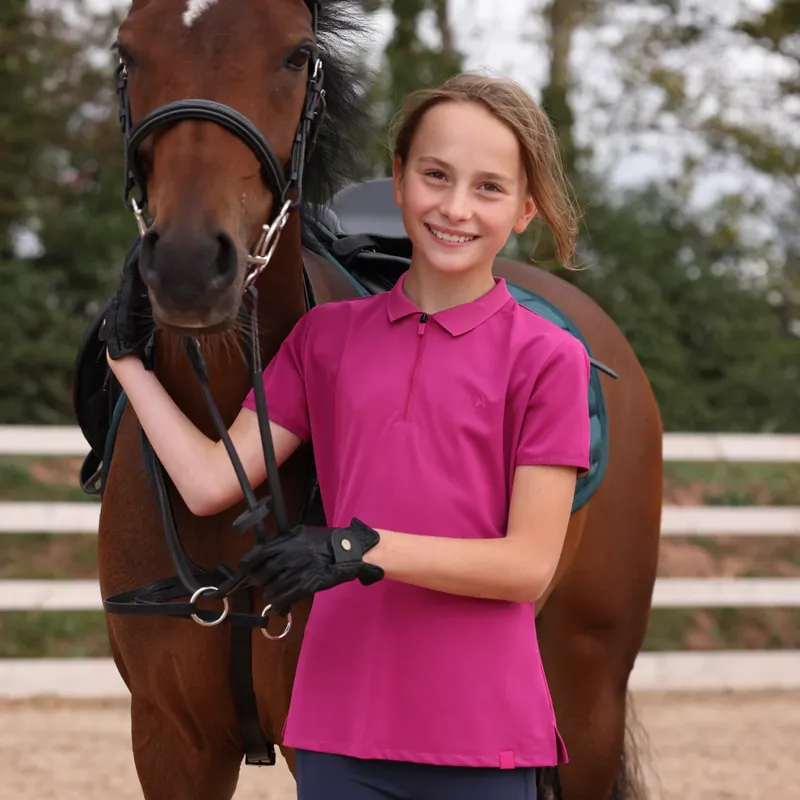 Aubrion React Tech Polo - Young Rider FUCHSIA