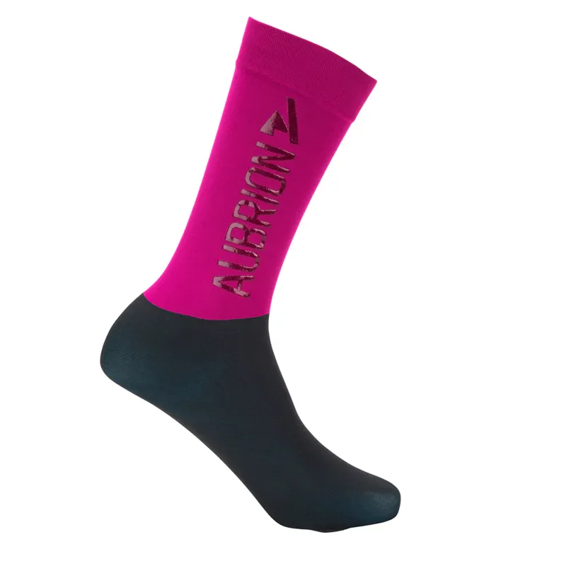 Aubrion React Performance Socks - Young Rider FUCHSIA-1