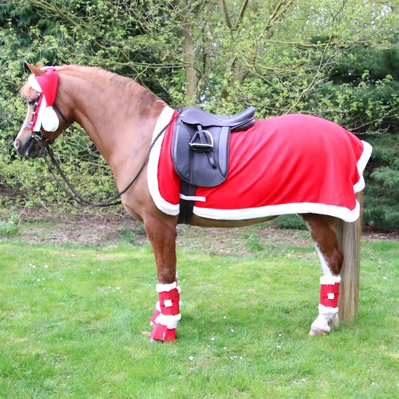 Hy Equestrian Christmas Santa Exercise Sheet -  Red/White-1