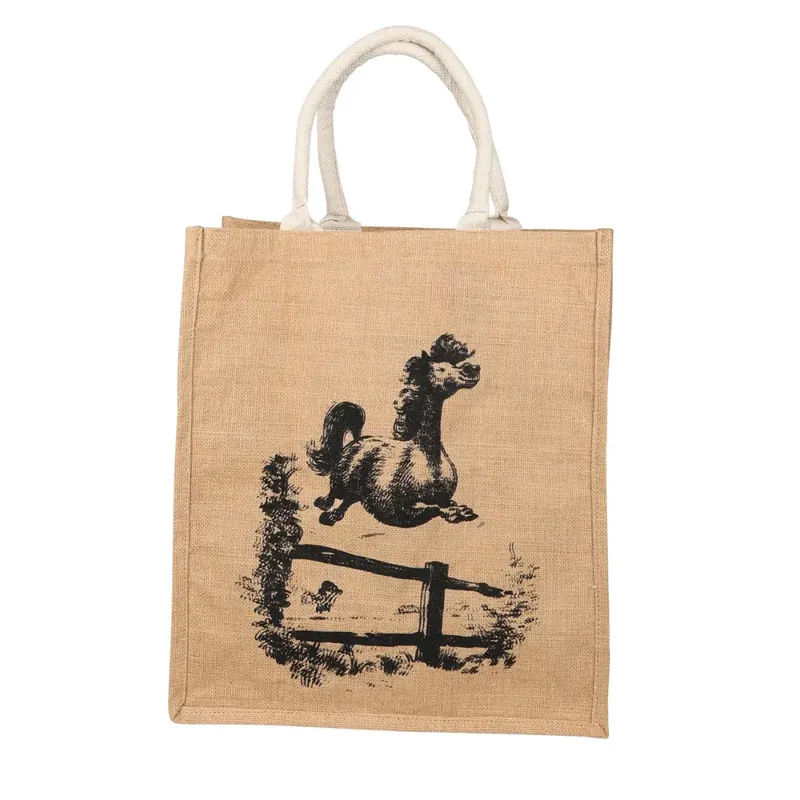 Hy Equestrian Thelwell Collection Hessian Bag - Natural Jumper Large