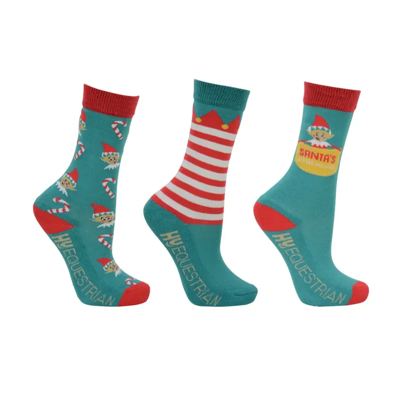 Hy Equestrian - Childrens Elf Socks pack Of 3 - Child 8- 12