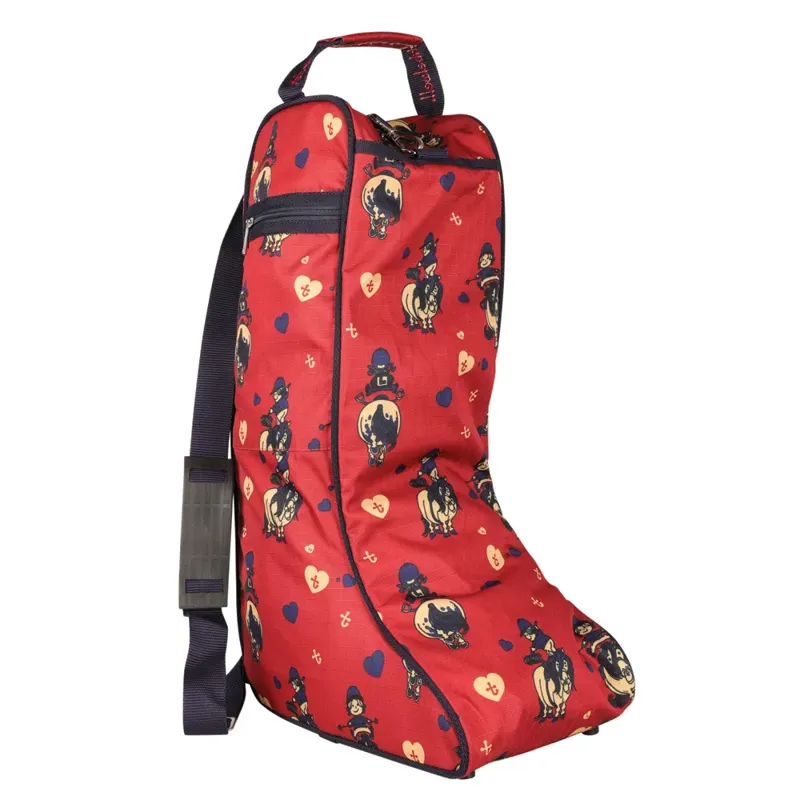 Hy Equestrian Thelwell Collection Balancing Act Boot Bag - - Red/Navy