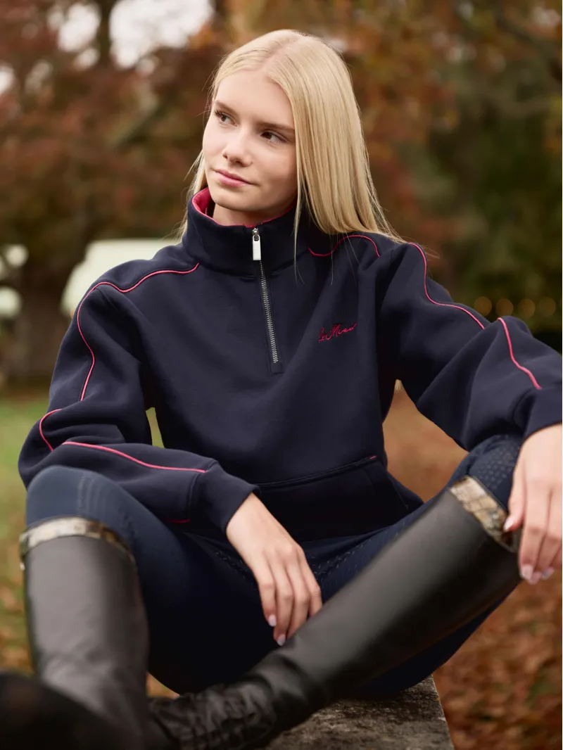 LeMieux Young Rider Kate Quarter Zip Sweat Navy/Cranberry-4