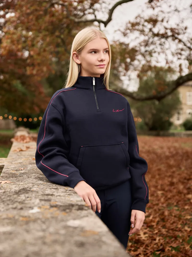 LeMieux Young Rider Kate Quarter Zip Sweat Navy/Cranberry-3
