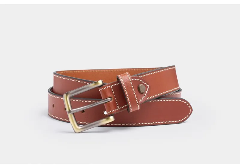 Oxford Leathercraft Ibex Stitched Edge Belt - Tan