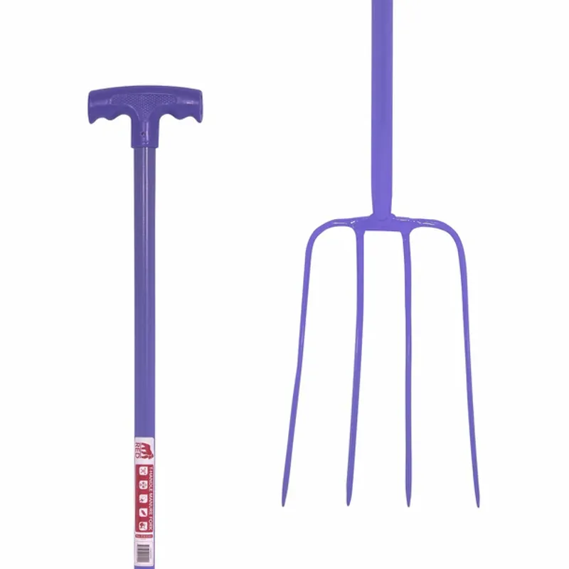 Red Gorilla T-Handle 4-Prong Fork - Purple