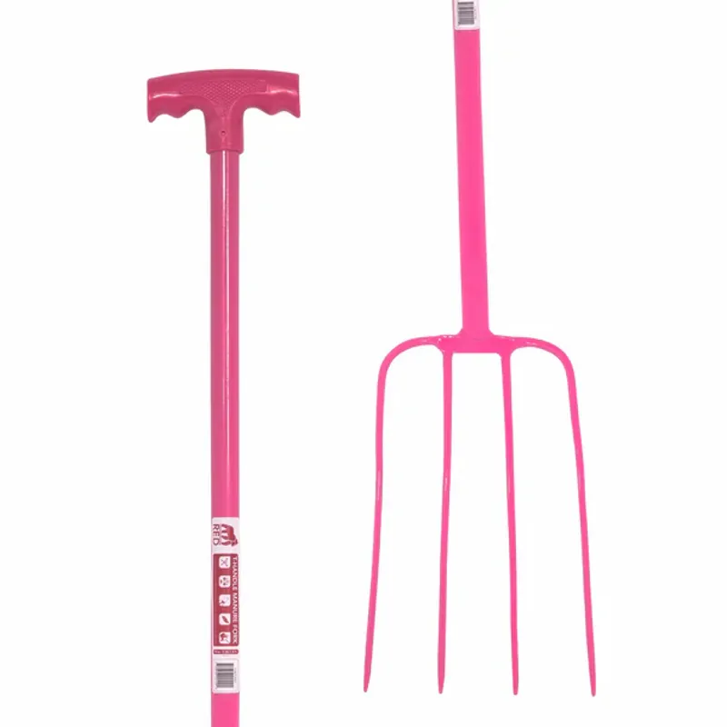 Red Gorilla T-Handle 4-Prong Fork - Pink
