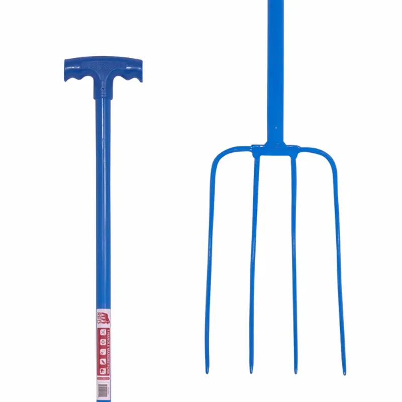 Red Gorilla T-Handle 4-Prong Fork - Blue-1