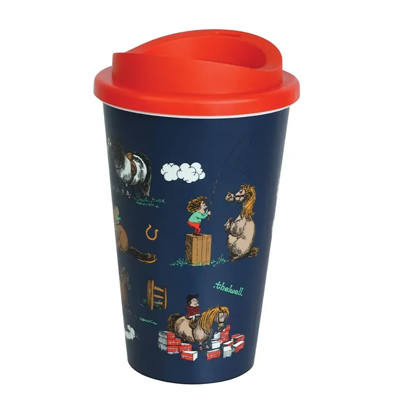 Hy Equestrian Thelwell Collection Practice Makes Perfect Take Away Cup - - Navy/Red 350ml