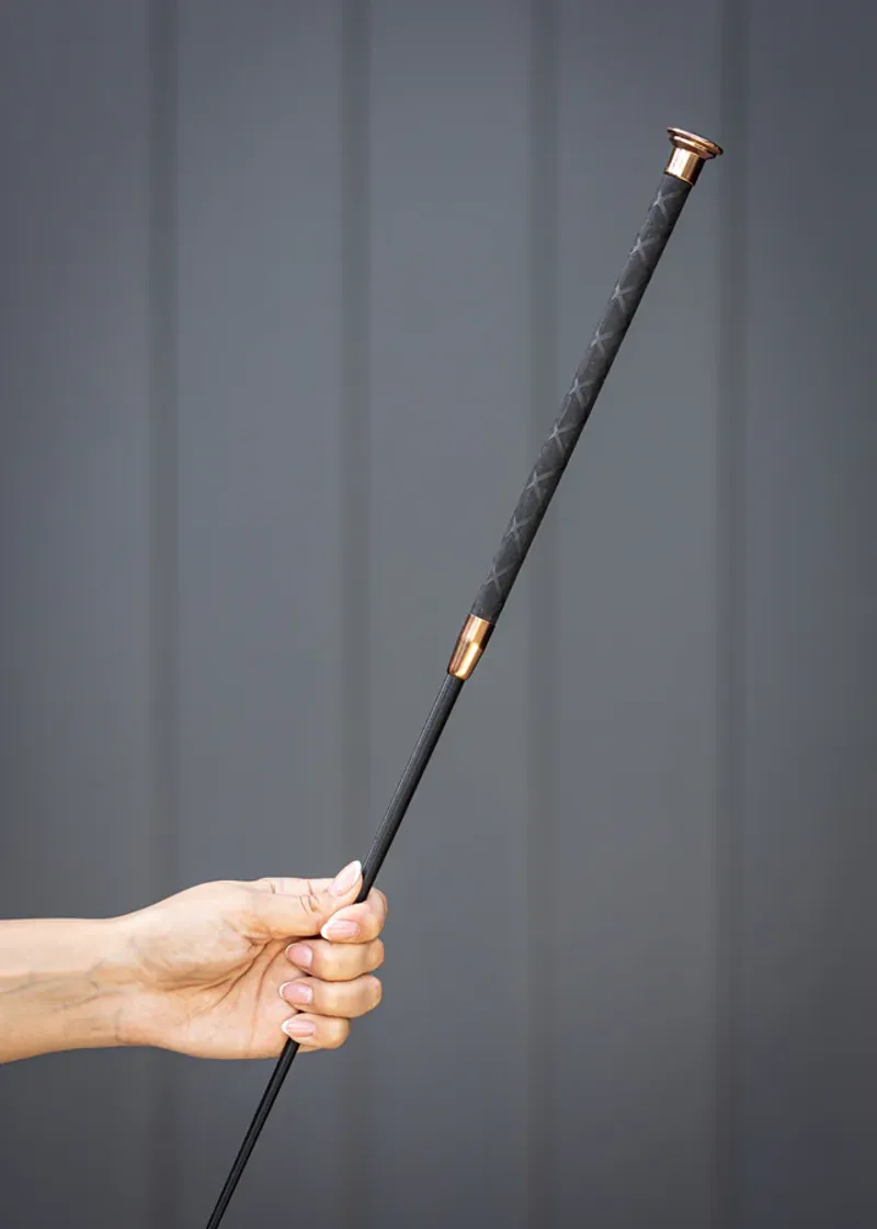 Woofwear Harmony Leather Dressage Whip - Black/Rose Gold