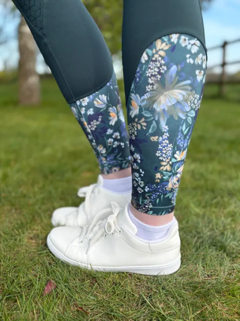 Equine Splendour Full Silicone Riding Leggings/Tights - Emerald Sensation-3