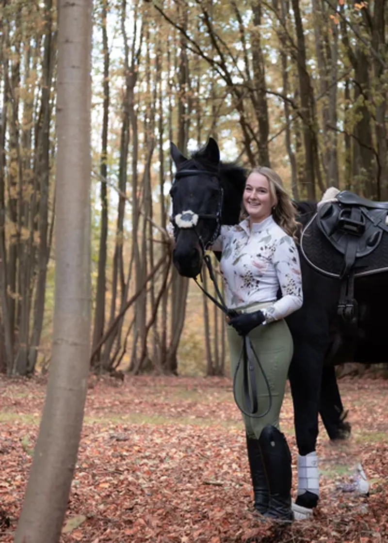 Equine Splendour Full Silicone Riding Leggings/Tights- Woodland Fern-2