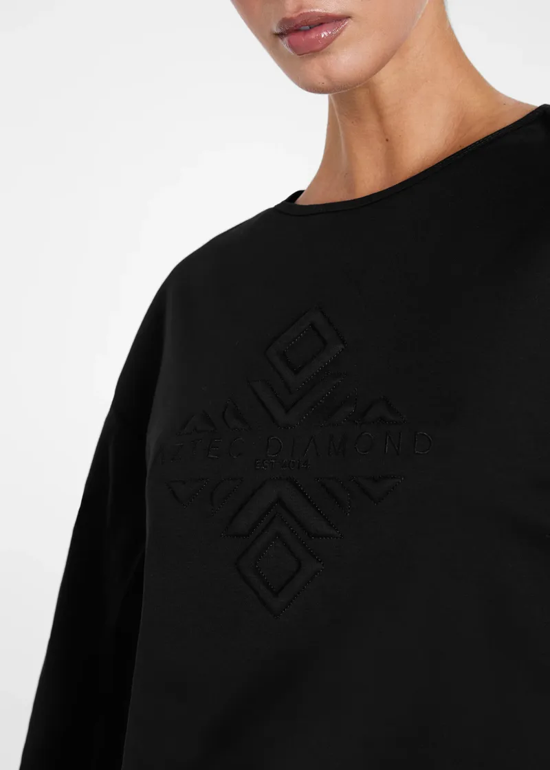 Aztec Diamond Soft Loose Emboss Tee - Black-2