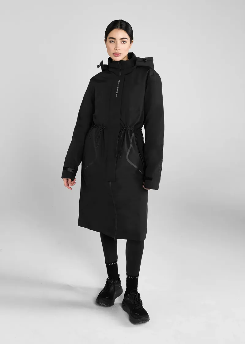 Aztec Diamond Fleece Lined Rain Jacket - Black-2