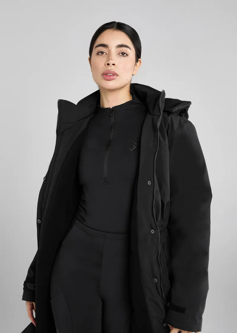 Aztec Diamond Fleece Lined Rain Jacket - Black-4